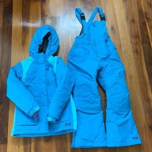 Lands’ End Iron Knee Winter Snow Bibs and Kids Squall Waterproof Jacket